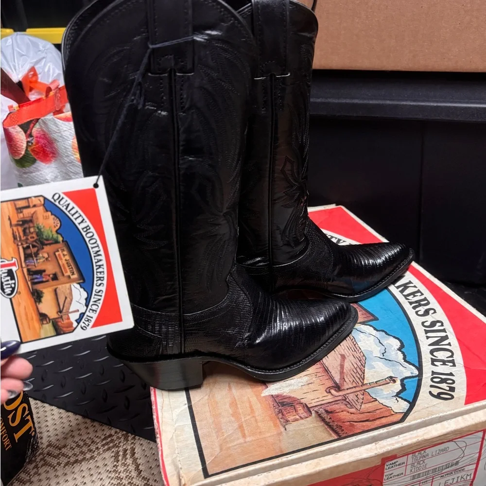 Justin’s boots black iguana lizard style #L4705 size 5B - Picture 7 of 9